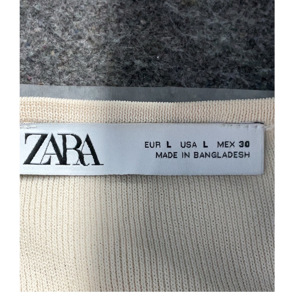 Zara Cream Ribbed Knit Top - Picture 3 of 3